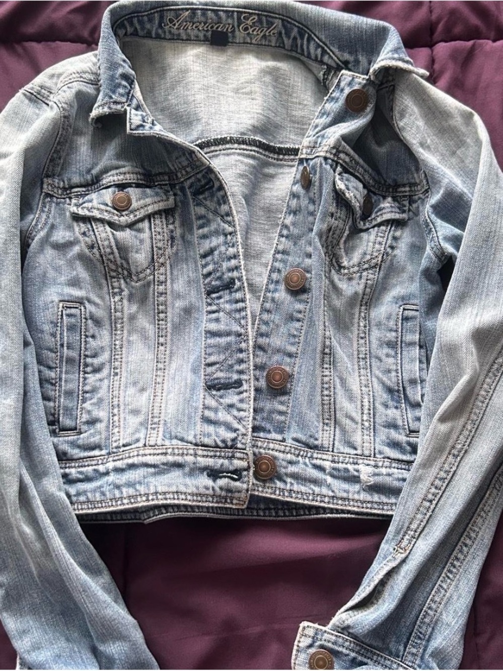 American Eagle Outfitters Light Blue Denim Jacket 2000s vintage